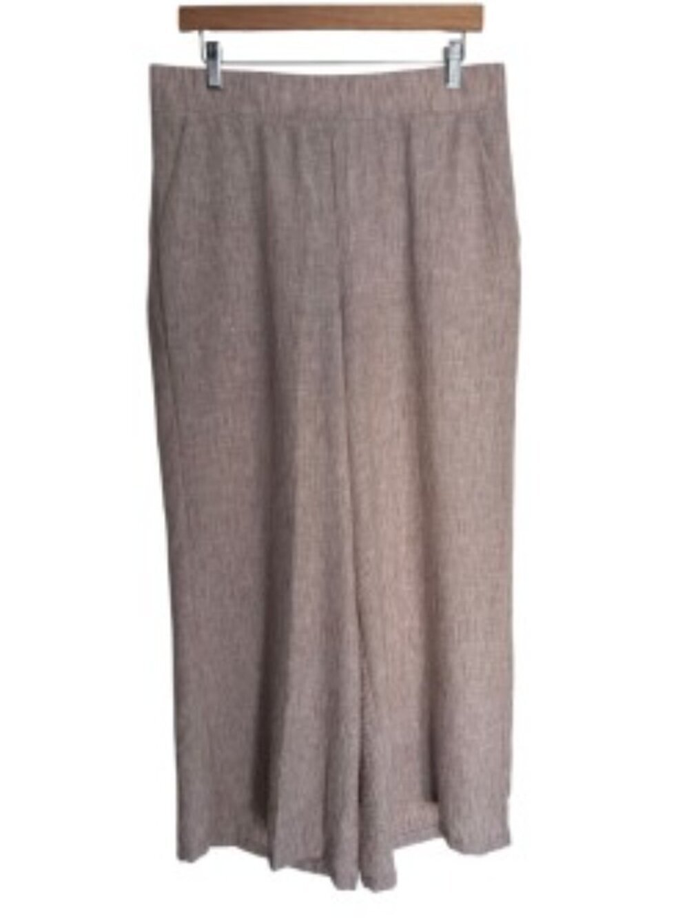 NWT Adrianna Papell Heather Crinkle Wide Leg Pull On Pants Large